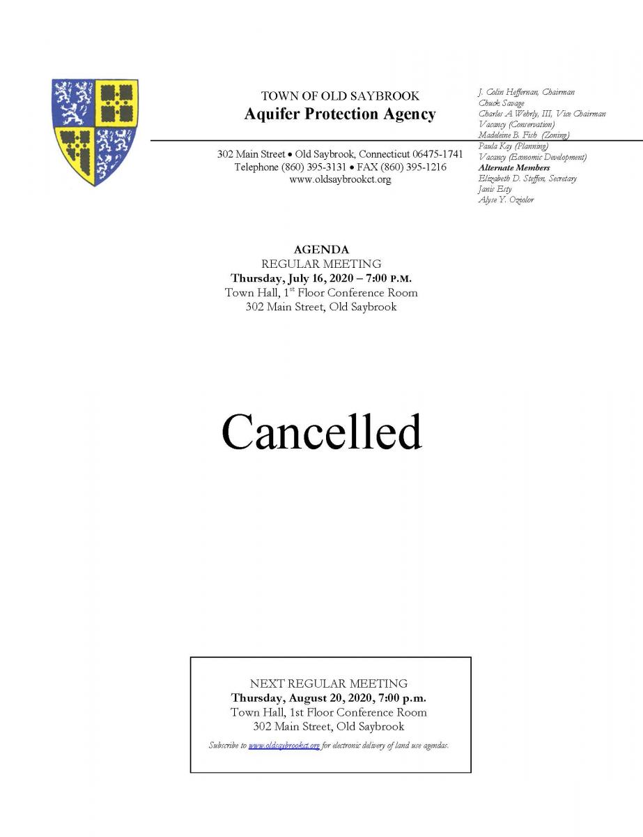 APA meeting cancelled