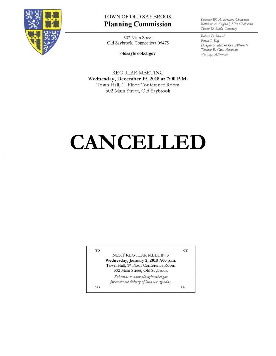 PC Agenda Cancel 12/19/2018