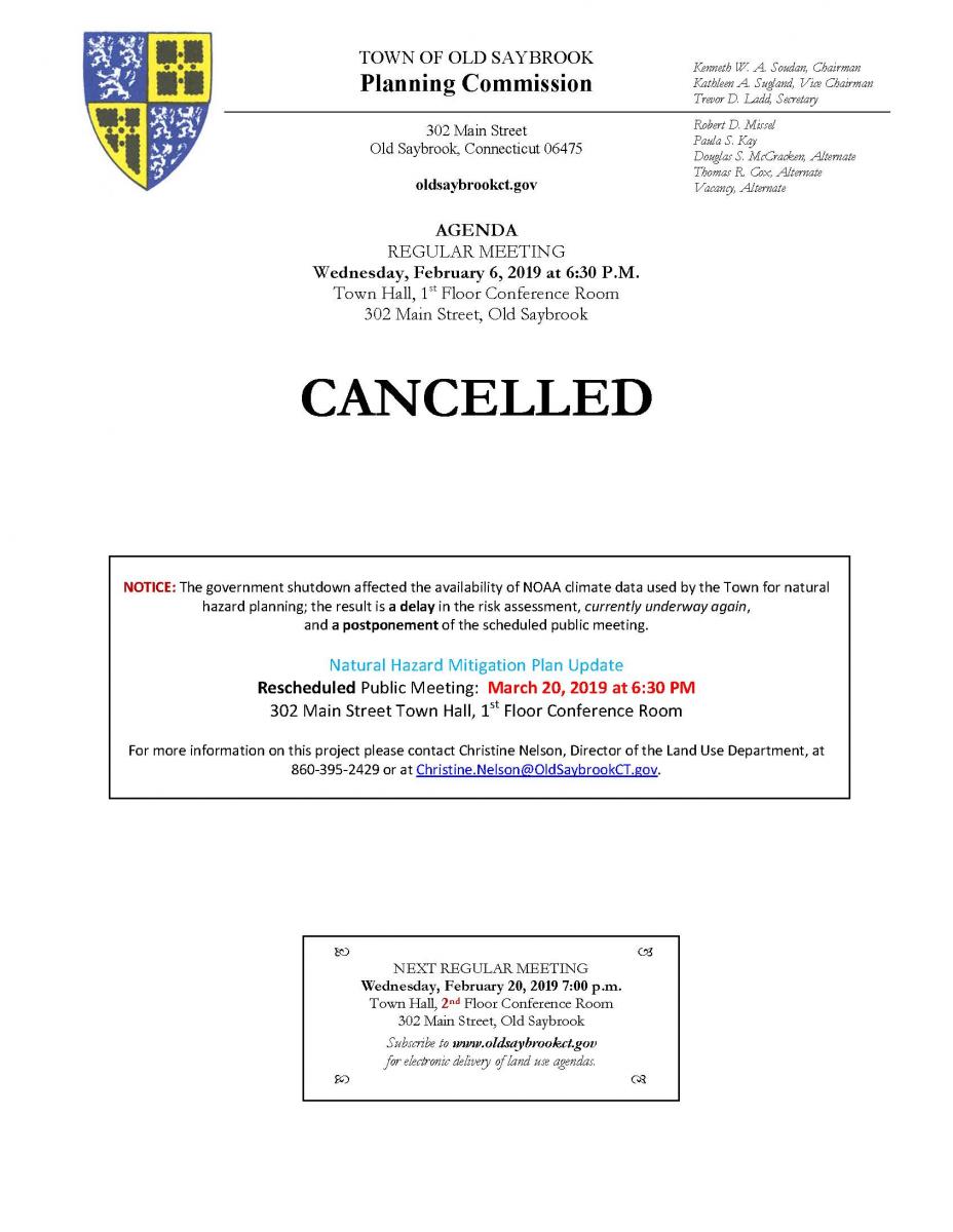 PC Meeting CANCELLED