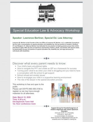 Special Education Law & Advocacy Workshop